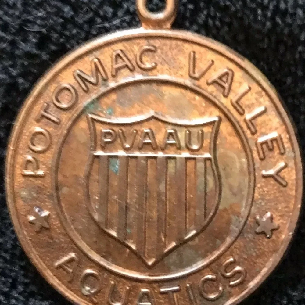 Vintage PVAAU Potomac Valley Aquatics Green Patina Copper Medal_4